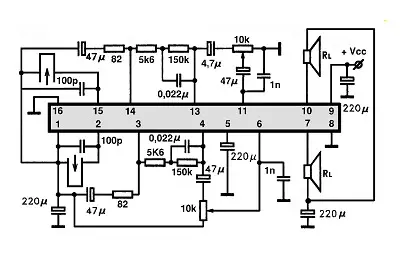 LA4570 II electronic component with associated schematic circuit diagram